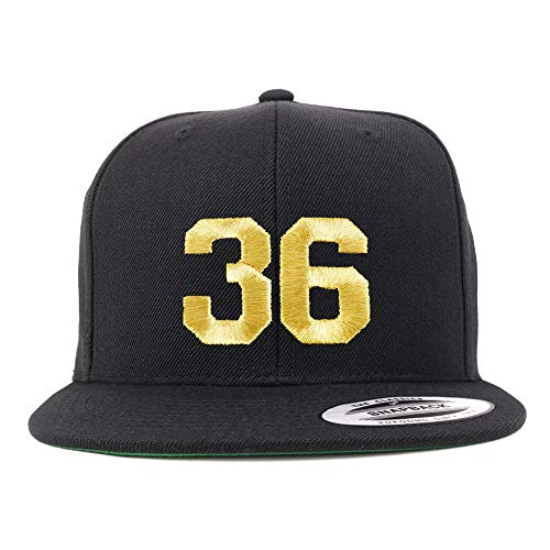 Trendy Apparel Shop Number 36 Gold Thread Flat Bill Snapback Baseball Cap