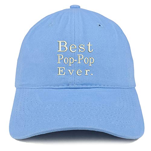 Trendy Apparel Shop Best Pop Pop Ever Embroidered Soft Crown 100% Brushed Cotton Cap