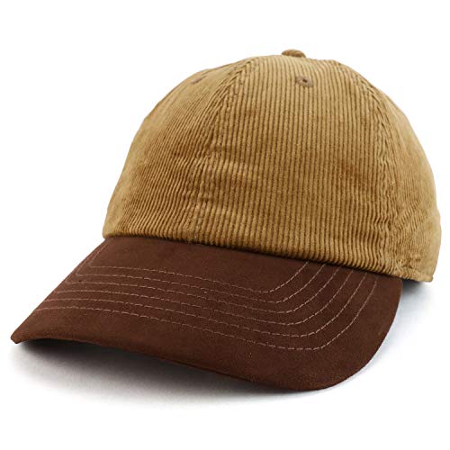 Trendy Apparel Shop 2 Tone 100% Cotton with Synthetic Suede Visor Baseball  Cap