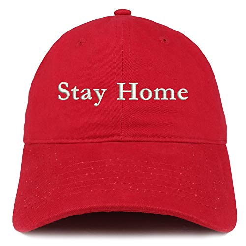 Trendy Apparel Shop Stay Home Embroidered Soft Crown Cotton Cap