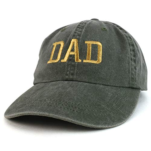 Trendy Apparel Shop Dad Capital Gold Thread Pigment Dyed Low Profile Cotton Cap