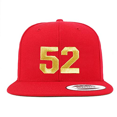 Trendy Apparel Shop Number 52 Gold Thread Flat Bill Snapback Baseball Cap