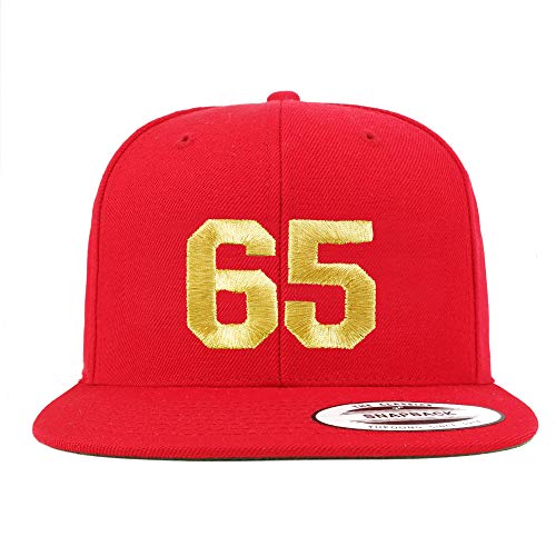 Trendy Apparel Shop Number 65 Gold Thread Flat Bill Snapback Baseball Cap