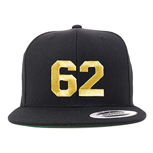 Trendy Apparel Shop Number 62 Gold Thread Flat Bill Snapback Baseball Cap