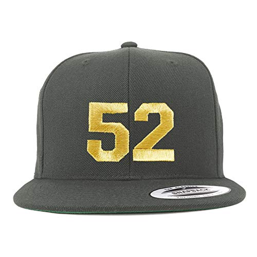 Trendy Apparel Shop Number 52 Gold Thread Flat Bill Snapback Baseball Cap