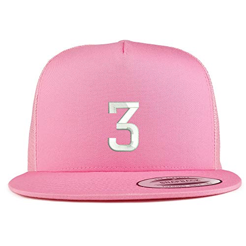 Trendy Apparel Shop Number 3 Embroidered 5 Panel Flatbill Trucker Mesh Cap