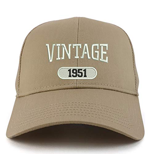 Trendy Apparel Shop Vintage 1951 Embroidered 70th Birthday High Profile High Profile Trucker Mesh Cap