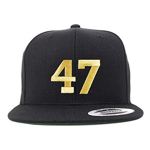 Trendy Apparel Shop Number 47 Gold Thread Flat Bill Snapback Baseball Cap