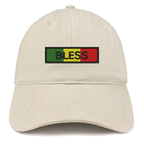 Trendy Apparel Shop Africa Green Yellow RED Bless Embroidered Soft Crown 100% Brushed Cotton Cap