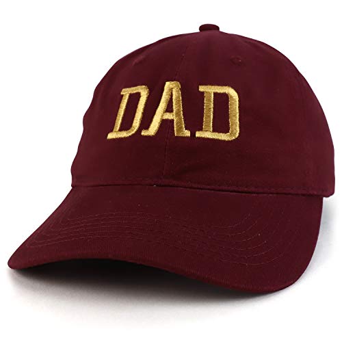 Trendy Apparel Shop DAD Capital Gold Thread Embroidered Soft Crown 100% Brushed Cotton Cap