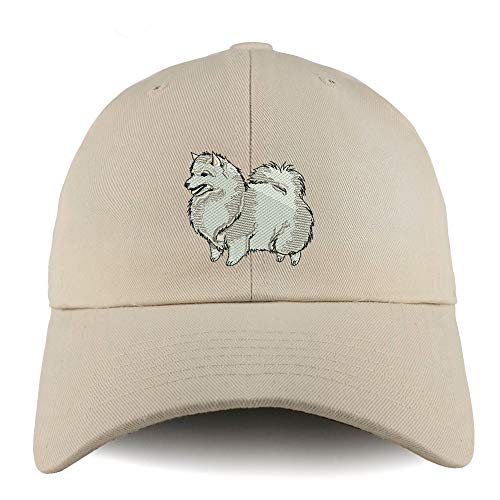 Trendy Apparel Shop Spitz Dog Embroidered Low Profile Soft Cotton Dad Hat Cap