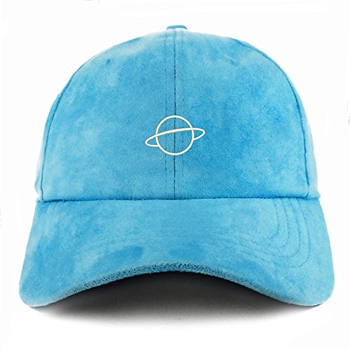 Trendy Apparel Shop Planet Embroidered Faux Suede Leather Adjustable Cap