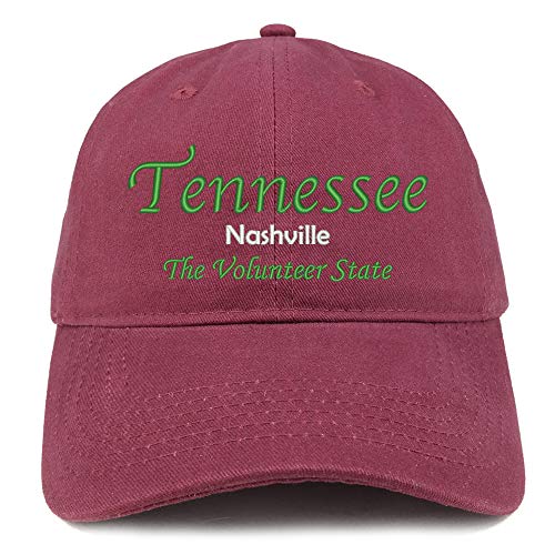 Trendy Apparel Shop Tennessee Nashville Embroidered Soft Crown 100% Brushed Cotton Cap
