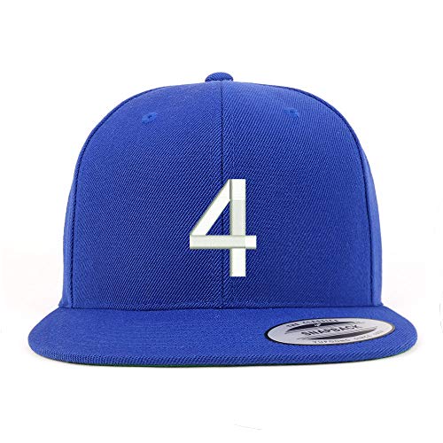 Trendy Apparel Shop Number 4 Embroidered Snapback Flatbill Baseball Cap