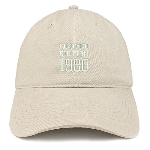 Trendy Apparel Shop Limited Edition 1980 Embroidered Birthday Gift Brushed Cotton Cap