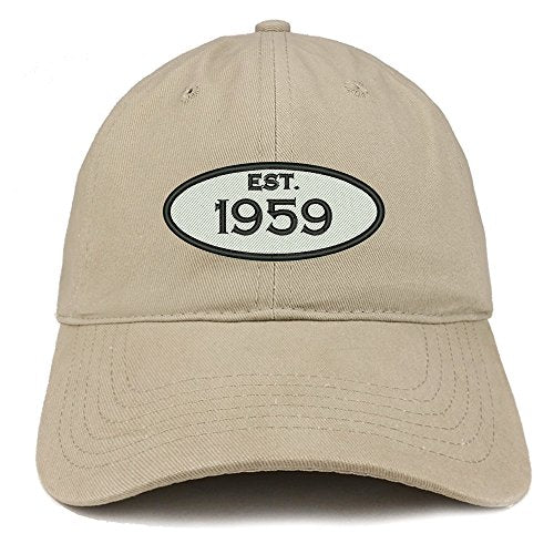 Trendy Apparel Shop Established 1959 Embroidered 62nd Birthday Gift Soft Crown Cotton Cap