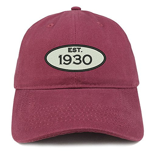 Trendy Apparel Shop Established 1930 Embroidered 91st Birthday Gift Soft Crown Cotton Cap