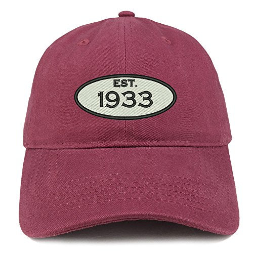 Trendy Apparel Shop Established 1933 Embroidered 88th Birthday Gift Soft Crown Cotton Cap