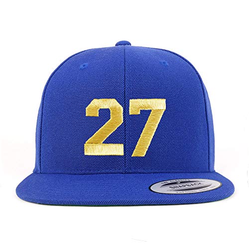 Trendy Apparel Shop Number 27 Gold Thread Flat Bill Snapback Baseball Cap