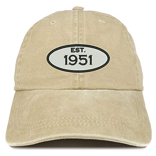 Trendy Apparel Shop 70th Birthday Established 1951 Washed Cotton Adjustable Cap