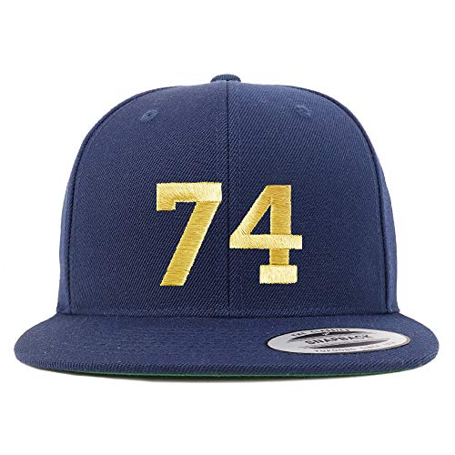 Trendy Apparel Shop Number 74 Gold Thread Flat Bill Snapback Baseball Cap