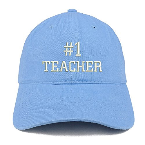 Trendy Apparel Shop Number 1 Teacher Embroidered Low Profile Soft Cotton Baseball Cap