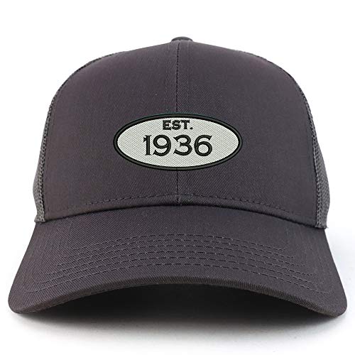 Trendy Apparel Shop Established 1936 Embroidered 85th Birthday High Profile High Profile Trucker Mesh Cap