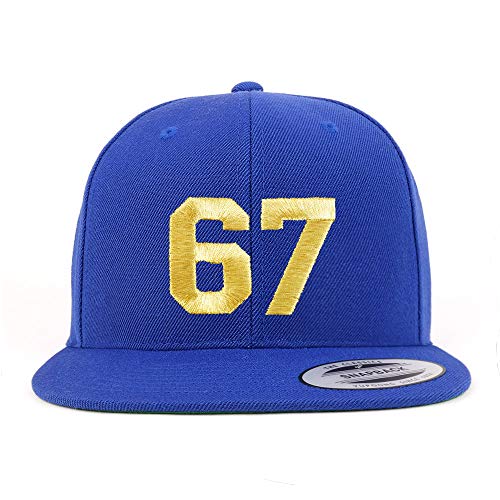 Trendy Apparel Shop Number 67 Gold Thread Flat Bill Snapback Baseball Cap