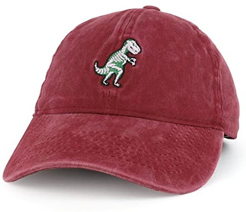 Trendy Apparel Shop Dinosaur Fossil Embroidered Cotton Pigment Washed Hat