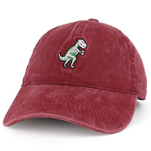 Trendy Apparel Shop Dinosaur Fossil Embroidered Cotton Pigment Washed Hat