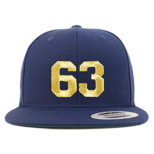 Trendy Apparel Shop Number 63 Gold Thread Flat Bill Snapback Baseball Cap