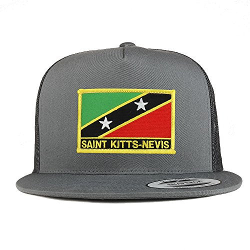 Trendy Apparel Shop Saint Kitts-Nevis Flag 5 Panel Flatbill Trucker Mesh Cap