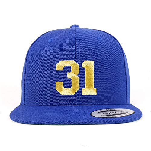 Trendy Apparel Shop Number 31 Gold Thread Flat Bill Snapback Baseball Cap