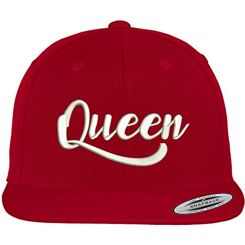 Trendy Apparel Shop Queen Script Embroidered Flat Bill Snapback Baseball Cap