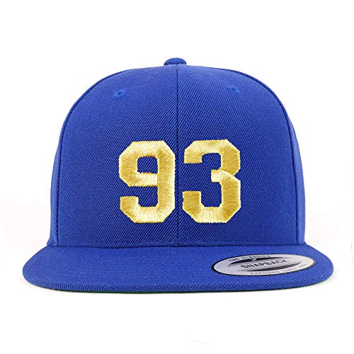 Trendy Apparel Shop Number 93 Gold Thread Flat Bill Snapback Baseball Cap