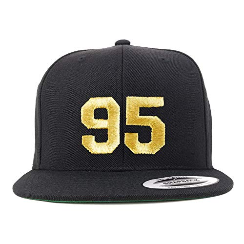 Trendy Apparel Shop Number 95 Gold Thread Flat Bill Snapback Baseball Cap