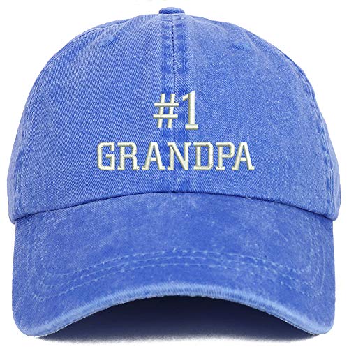 Trendy Apparel Shop Number 1 Grandpa Embroidered Washed Cotton Adjustable Cap