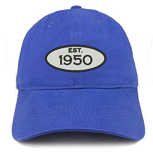 Trendy Apparel Shop Established 1950 Embroidered 71st Birthday Gift Soft Crown Cotton Cap