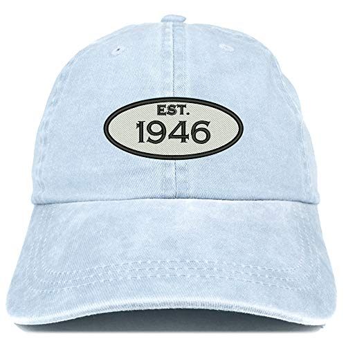 Trendy Apparel Shop 75th Birthday Established 1946 Washed Cotton Adjustable Cap