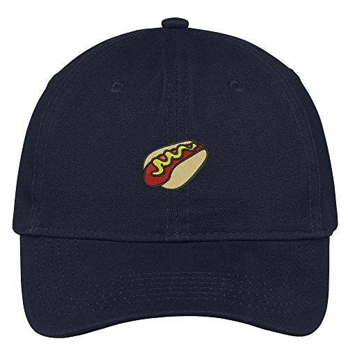 Trendy Apparel Shop Hot Dog with Mustard Embroidered Low Profile Soft Cotton Brushed Cap