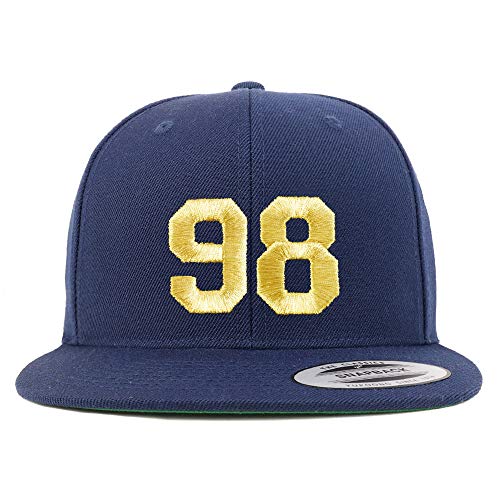 Trendy Apparel Shop Number 98 Gold Thread Flat Bill Snapback Baseball Cap