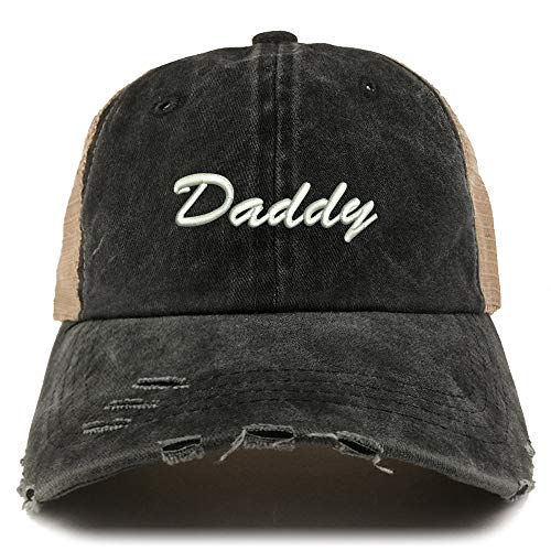 Trendy Apparel Shop Daddy Script Font Washed Front Mesh Back Frayed Bill Cap