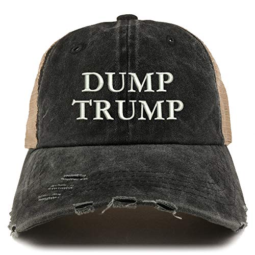 Trendy Apparel Shop Dump Trump Washed Front Frayed Bill Trucker Cap