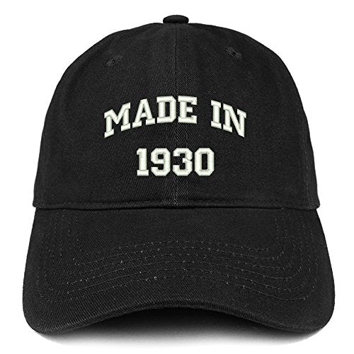 Trendy Apparel Shop Made in 1930 Text Embroidered 91st Birthday Brushed Cotton Cap