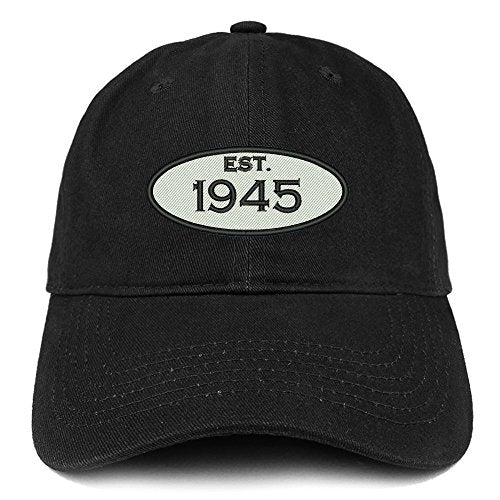 Trendy Apparel Shop Established 1945 Embroidered 76th Birthday Gift Soft Crown Cotton Cap