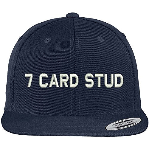 Trendy Apparel Shop 7 Card Stud Embroidered Flat Bill Snapback Cap