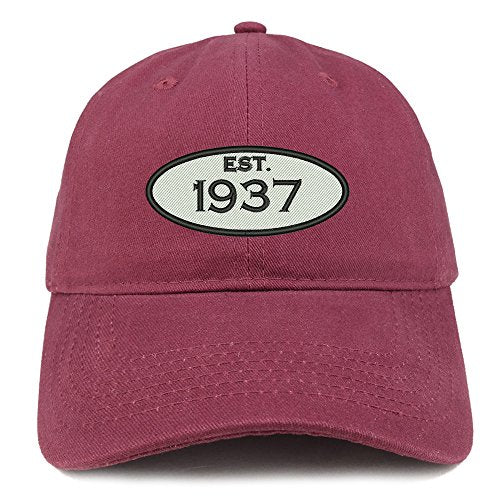 Trendy Apparel Shop Established 1937 Embroidered 84th Birthday Gift Soft Crown Cotton Cap