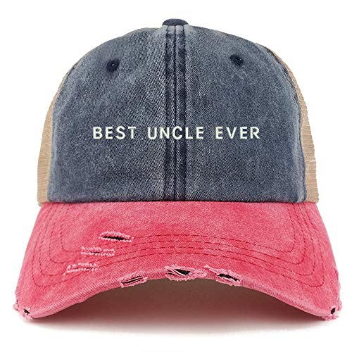 Trendy Apparel Shop Best Uncle Ever Washed Front Mesh Back Frayed Bill Cap