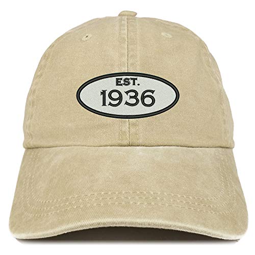 Trendy Apparel Shop 85th Birthday Established 1936 Washed Cotton Adjustable Cap