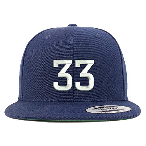 Trendy Apparel Shop Number 33 Embroidered Snapback Flatbill Baseball Cap